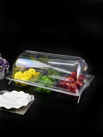 免運 自助餐食品展示盤塑料透明果盤帶蓋鹵菜熟食涼菜架子試吃盒子商用 特惠/快速出貨