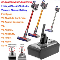 OrangeYu 4000mAh/5000mAh Battery for Dyson SV10, V8 (Absolute, Animal Exclusive, Fluffy, range)