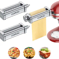 Pasta Attachment for Kitchenaid Stand Mixer,Cofun 3 Piece Pasta Maker Machine with Pasta Roller and Cutter Set for Dough Sheet,