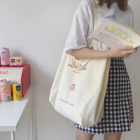 Women Canvas Shopping Bags Parisian Extra Large Grocery Handbag Shopper Eco Cloth Purse Cotton Shoulder Bags Girls Books Tote