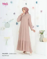 Nibras Gala 005 Dress Gamis Wanita Muslim Modern Elegan Viral by Nibras XXS Coklat susu