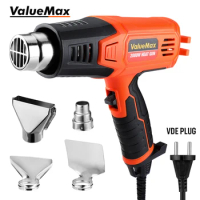ValueMax 2000W Heat Gun EU Plug Hot Air Gun Temperatures Adjustable With Four Nozzles Electric Heat Gun Heat Shrink Hair Dryer