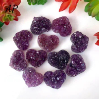 3-4cm Rough Uruguay Heart Shaped Amethyst Geode Cluster Crystals Healing Stones Natural Crystal Clusters Home Decoration
