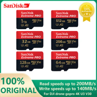 SanDisk Extreme Pro Micro SD 128GB 64GB Card SD/TF Flash Cards 32GB Memory Card 256GB 512GB Speed Read Up To 170MB/s for Camera