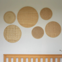 Uwitan Wall Decor Bulat - Dekorasi Dinding Lebaran 2026 Aesthetic Bahan Rotan dan Kain Goni Ukuran