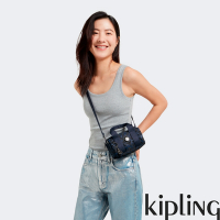 Kipling 沉穩藍三角花紋輕巧圓筒手提肩背兩用包-BINA MINI