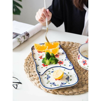 摩登主婦日式民族風手繪一人食陶瓷餐具套裝家用西餐盤早餐盤菜盤  ATF