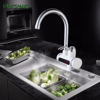 YANKSMART Instant Tankless Water Heater Electric Water Faucet Kitchen Faucet Instantaneous Water Heater Faucet + LED EU Plug