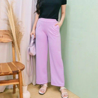 Celana Kulot Scuba Polos Wanita Premium Muat BB Sampai 65kg - Karet Melar, Lembut, Basic Bawahan Nya