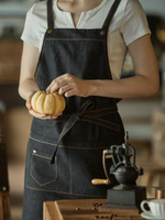 圍裙圍裙韓版時尚廚房成人定制logo包郵防油純棉咖啡廳牛仔工作圍裙女
