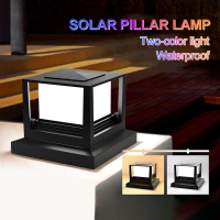 Aooyoo 2 สี ไฟหัวเสาโซล่าเซลล์ Solar Light Pillar Lamp กันน้ำ IP65 ไฟled กันน้ำ เปิด-ปิดอัตโนมัติ ใช
