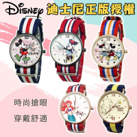 【DF 童趣館】迪士尼經典玫瑰金超薄時尚織帶錶