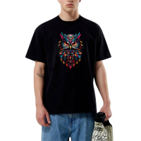 3DN | T-Shirt Pria Desain 3D Colorful Owl Kaos Distro Keren 3DN-012