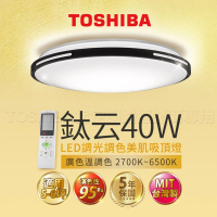 【TOSHIBA 東芝】調光調色吸頂燈 附遙控 40W 適用5-6坪(鈦云 LEDTWRAP12-M26S)