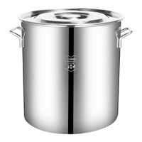 特厚304不銹鋼桶帶蓋湯鍋家用油桶加厚儲水桶大容量商用湯桶圓桶 快速出貨