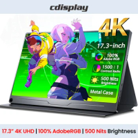 Cdisplay 17.3-inch 4K Portable Monitor Gaming Display 3840x2160 Metal Case USB-C HDMI-Compatible Monitor for Laptop Xbox Switch