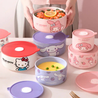 【SANRIO 三麗鷗】美樂蒂大耳狗凱蒂貓陶瓷帶蓋密封保鮮碗(小款 可微波)