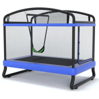 6FT Kids Trampoline with Horizontal Bar and Swing, Enclosure Safety Net, ASTM Approved- Outdoor/Indoor Trampoline