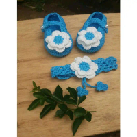 sepatu anak bunga matahari dan bando#preewalker#kaos kaki#sepatu bayi