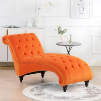 Tufted armless lounge chair velvet living room lounge chair curved design modern living room home furniture
