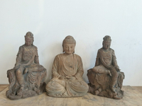 木雕佛像造像擺飾，素皮殼工藝，觀音菩薩佛像，釋迦牟尼佛，地藏