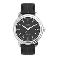 Jam Tangan Pria Timex Waterbury TW2Y23000 Metropolitan Automatic Black Dial Black Leather Strap Hita