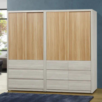  MUNA 家居 莫托斯7X7尺鋼刷白雙色推門衣櫥(衣櫃 收納櫃 櫥櫃 衣櫥)
