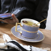 英式金邊陶瓷咖啡杯歐式咖啡杯碟套裝家用簡約下午茶花茶茶杯帶勺 【麥田印象】