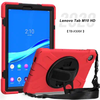 360Rotating Stand Case For Lenovo Tab M10 10.1 inch HD X306X 2020 Tablet Cover with Hand Belt Shoulder Strap For Lenovo Tab-X306