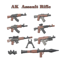 AK Assault Rifles HK416 Guns Military Weapon Modern War Soldier Figure WW2 Model Building Block Brick Playmobil Children Kid Toy