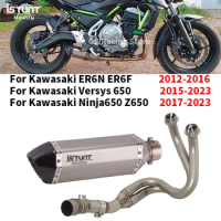 Slip On For Kawasaki ER6N ER6F Versys 650 Z650 Ninja650 Motorcycle Full Exhaust System Muffler Pipe Front Connect Link Tube