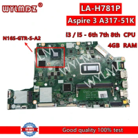 EH7L1 LA-H781P Mainboard For Acer Aspire 3 A317-51K Laptop Motherboard With i3/i5-6th 7th 8th CPU