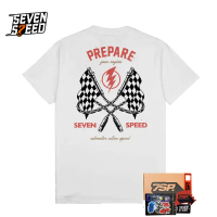 Seven Speed Kaos Lengan Pendek Pria RACE FLAG Putih Keren Regular Fit Kain Katun Combed 24s Sablon P