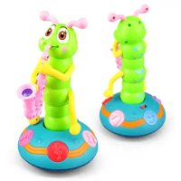 Wiggling Caterpillar Toy Electric Caterpillar Toy Battery Powered Saxophone Caterpillar Toy with Light for Toddler for Kids