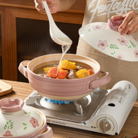 日式紫羅蘭砂鍋家用送禮陶瓷燉鍋帶蓋可明火耐高溫砂鍋粥湯鍋燉鍋