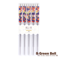 GREEN BELL綠貝 日式304不鏽鋼花筷-藍紫花(5雙/組)