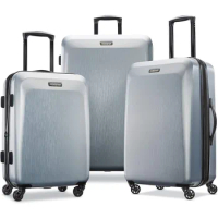 American Tourister Moonlight Hardside Expandable Luggage with Spinner Wheels, Silver, 3-Piece Set (21/24/28)