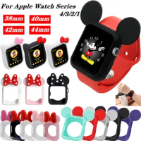 Soft Silicone Cove bumper For Apple Watch 9 8 7 6 41mm 45mm 44/40mm Cute Minnie Protective Case for iWatch 3 38/42mm Accessories