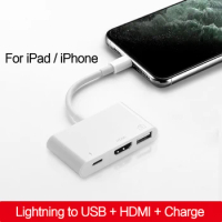 OTG Lightning USB Adapter Converter For Apple iPad Air 3 2 mini 4 5 iPad 10.2 9.7 HUB 3.5mm Jack HDMI Dock Connect Keyboard Came