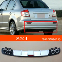 SX4 ABS Plastic Silver / Black Car Rear Bumper Rear Diffuser Spoiler Lip for Suzuki SX4