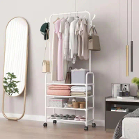 JT_Mart99 RK062 Premium 4 Layers Simple Elegant Metal Clothes Rack with Wheels Furniture
