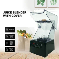 220v/110v High Horsepower Smoothie Machine With Cover Commercial Silent Crushed Ice Machine Juice Machine Blender