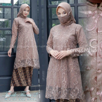 Setelan Tunik kebaya set brukat tile seragam wanita lamaran kondangan pernikahan wisuda modern terba