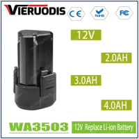 For Worx 12V battery 3.0AH 4.0AH lithium battery pack WA3506 WU130 WU131 WU132 electric drill screwdriver original replacement