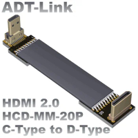ADT-Link HDMI 2.0 Male to Male Built-in Flat Ribbon Video Extension Cable Micro HD to Mini HD FPC FPV GPU V2.0b Audio Extender
