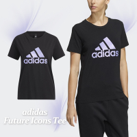 adidas 短袖 Future Icons 黑 紫 女款 短T 運動 休閒 棉質 LOGO 愛迪達 HE9982