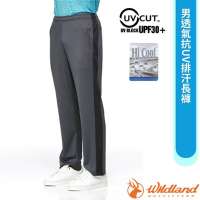 【荒野 WildLand】男 透氣抗UV排汗長褲.休閒運動長褲.機能褲.家居褲_W1676-93 深灰色