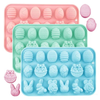 Easter Chocolate Mold Silicone Easter Bunny Egg Gummy Candy Silicone Molds for Wax Melts Resin Ice Cube Jelly Baking Accessories