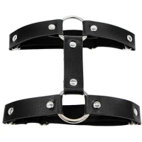 Sexy Punk Garter Belt Leg Ring Thigh Harness Belts Black Elastic PU Leather Bondage Suspenders Garters Women Girls Body Jewelry