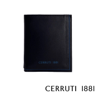 【Cerruti 1881】義大利百年精品 義大利頂級小牛皮6卡短夾皮夾 CEPU05427M(黑色 贈禮盒提袋)